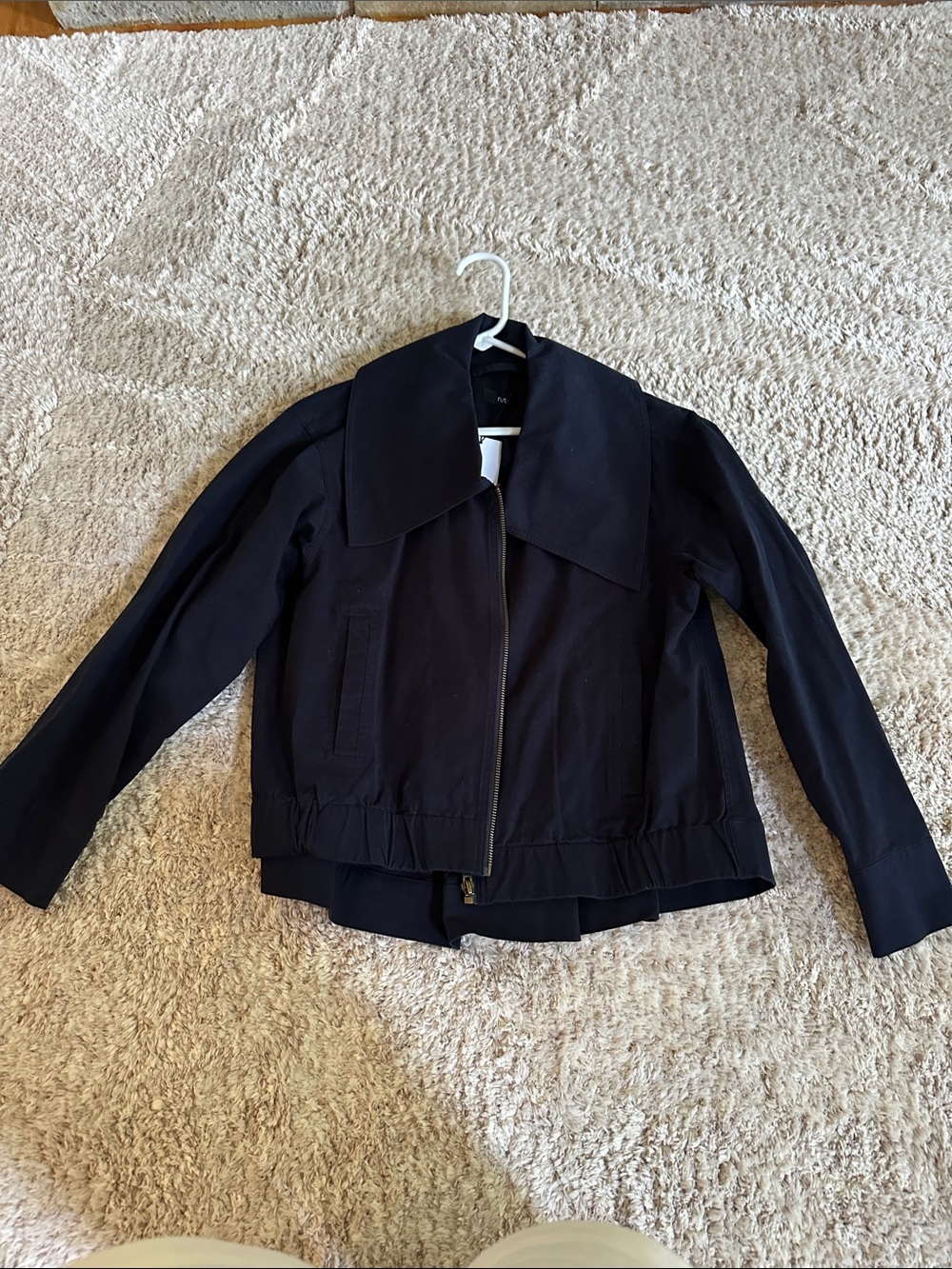 Women’s Black Bomber Jacket with Wide Collar